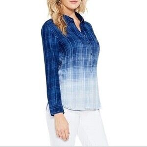 Two by Vince Camuto Ombré Plaid Denim Shirt‎